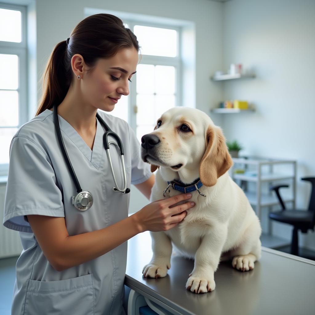 Veterinarian Examining a Dog