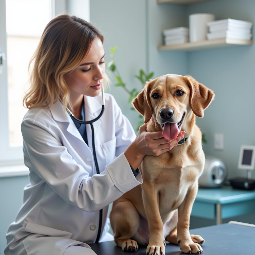 Veterinarian Conducting a Thorough Examination on a Dog