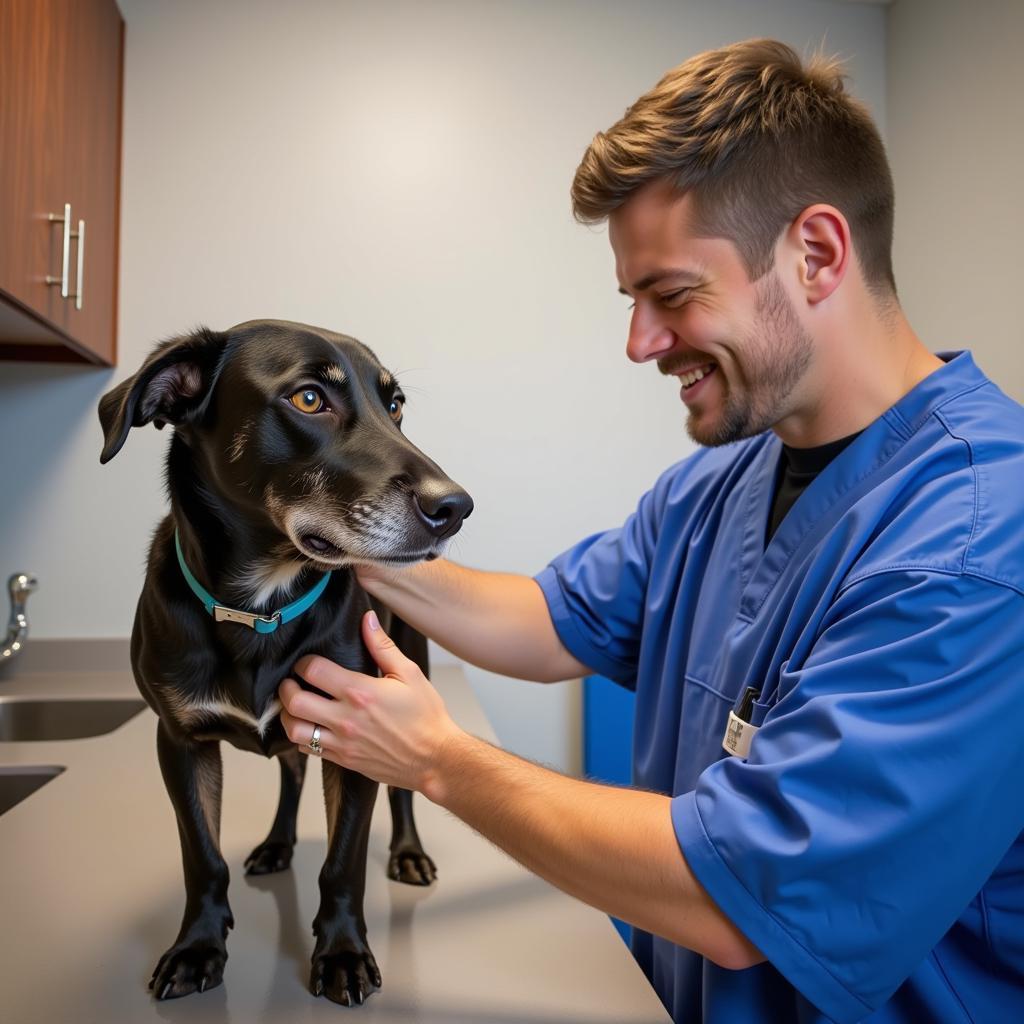 Veterinarian Examining a Dog in Walled Lake