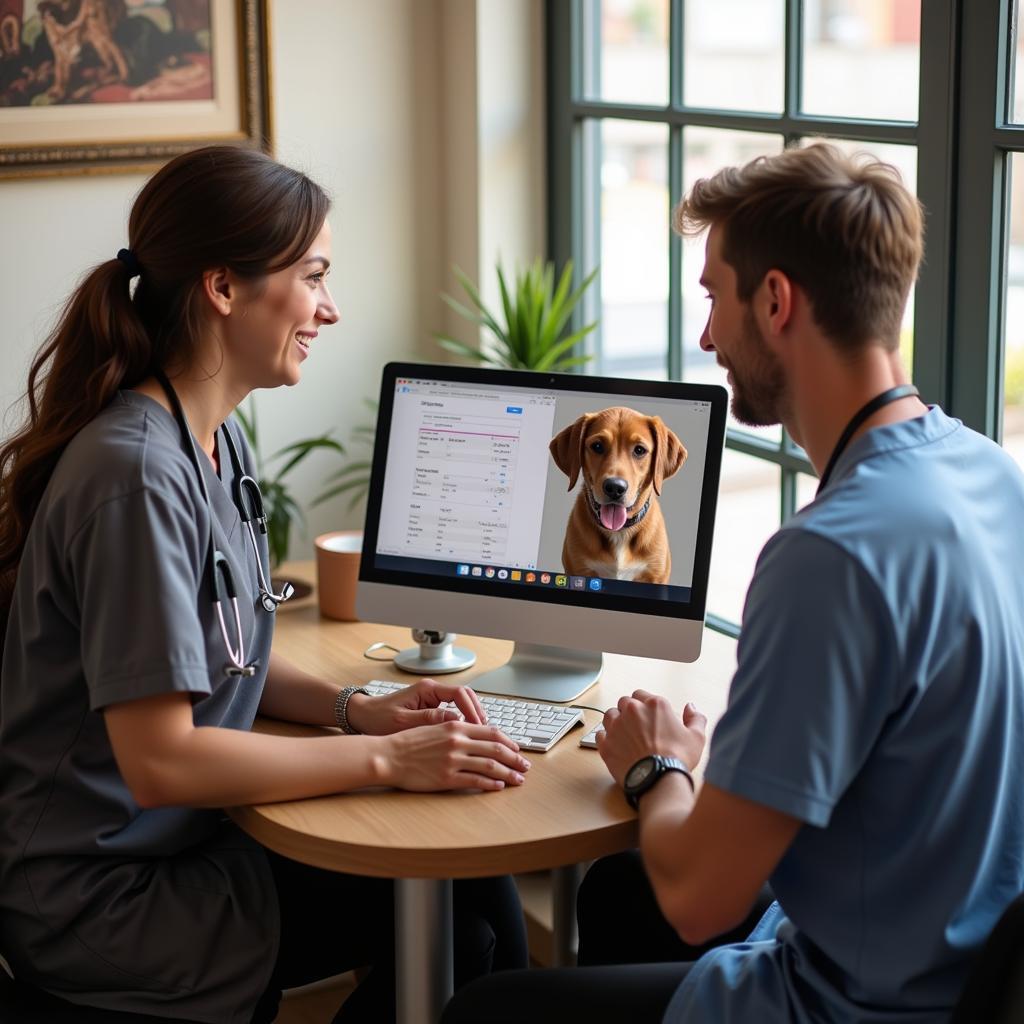 Veterinarian and Pet Owner Discussing Pet's Health