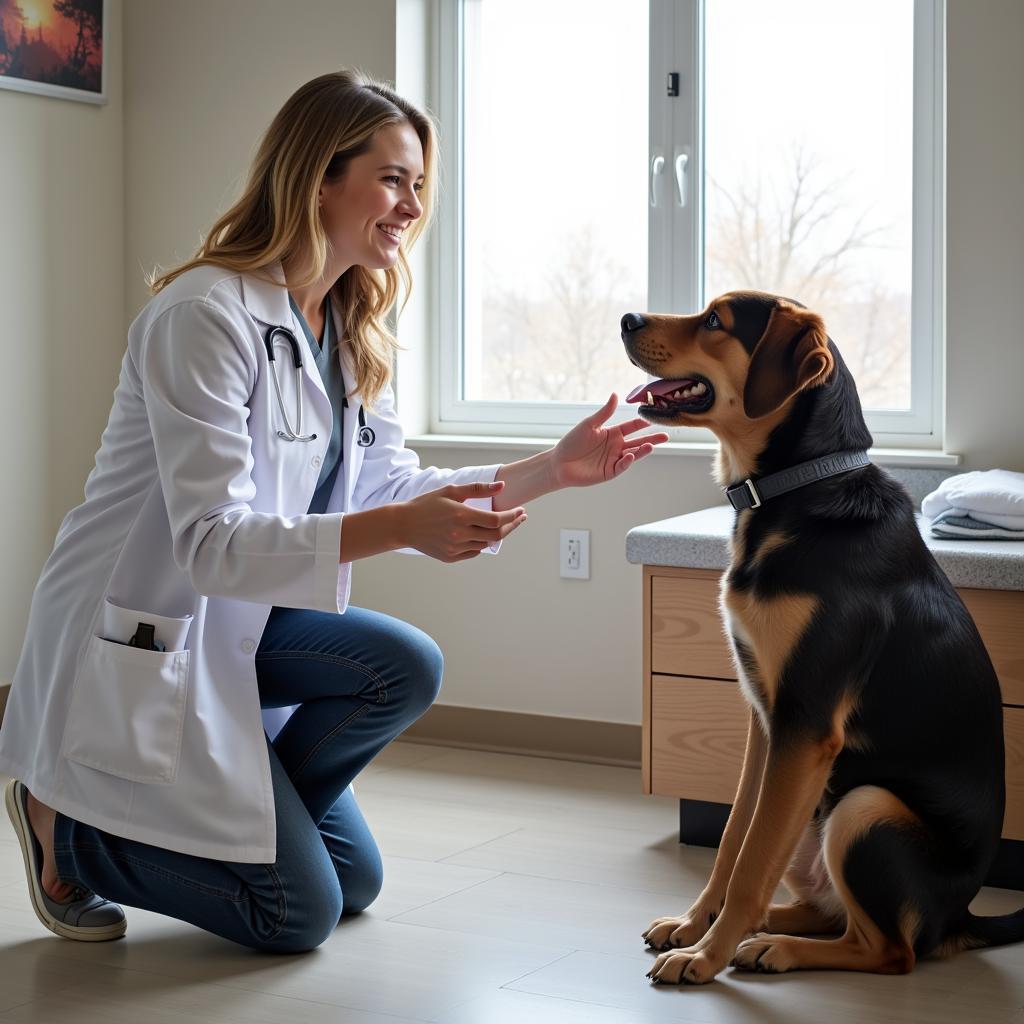 Veterinarian Consulting with Pet Owner in Boulder