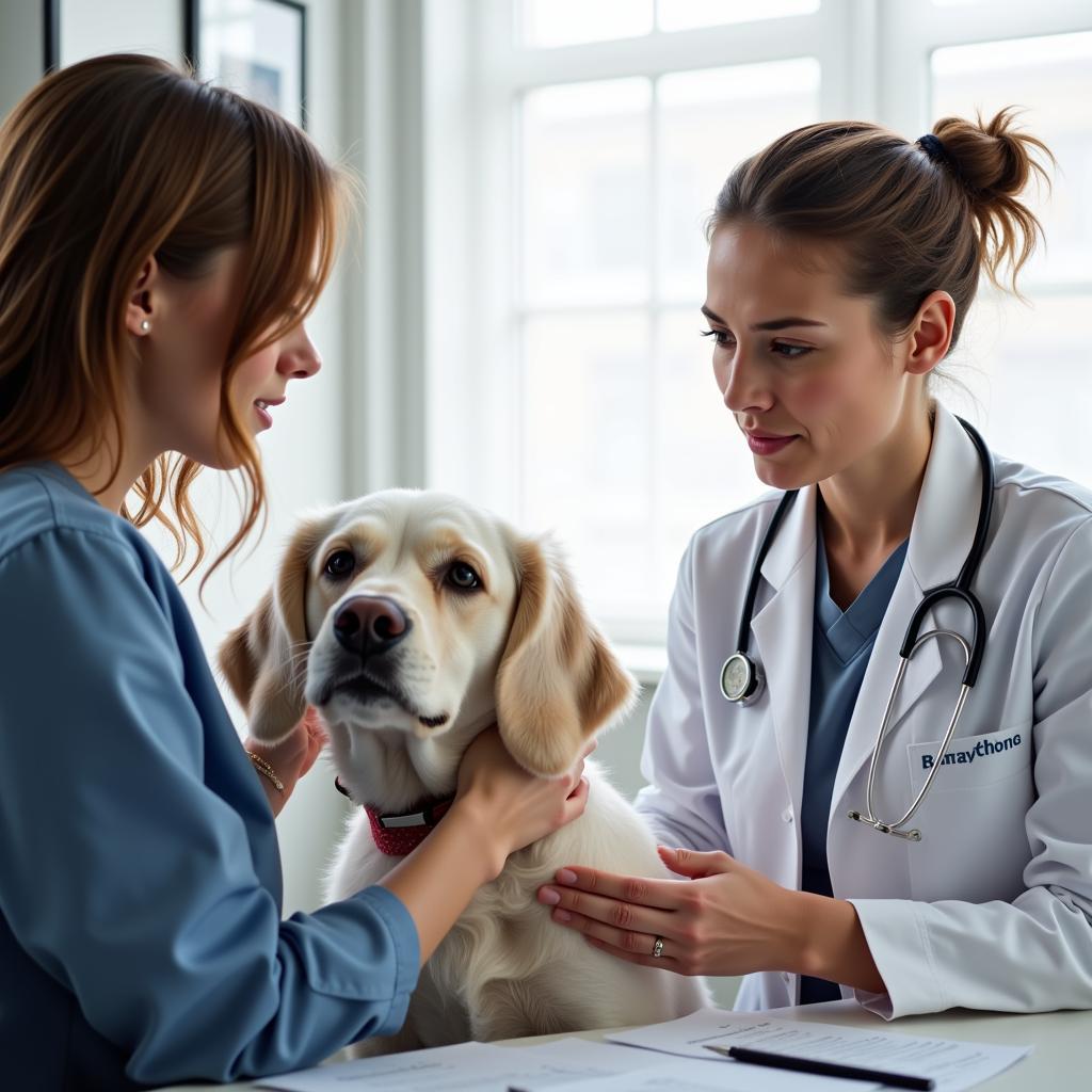 Veterinarian Consulting with a Pet Owner in Whittier