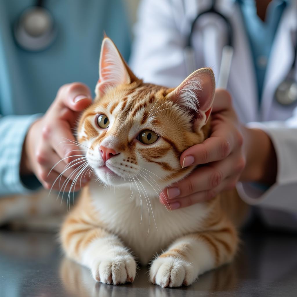 Veterinarian Examining a Cat in a Clinic