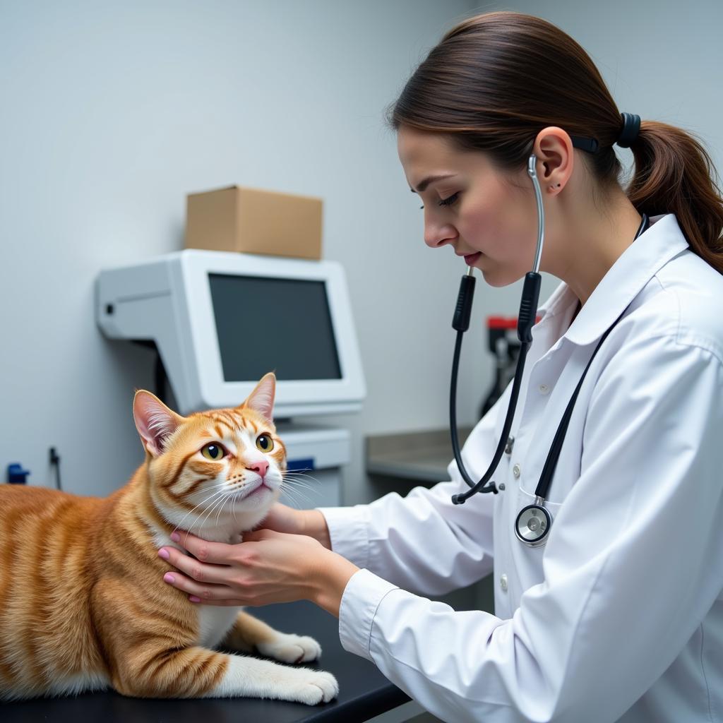 Veterinarian Examining a Cat at Bridgeview Animal Hospital