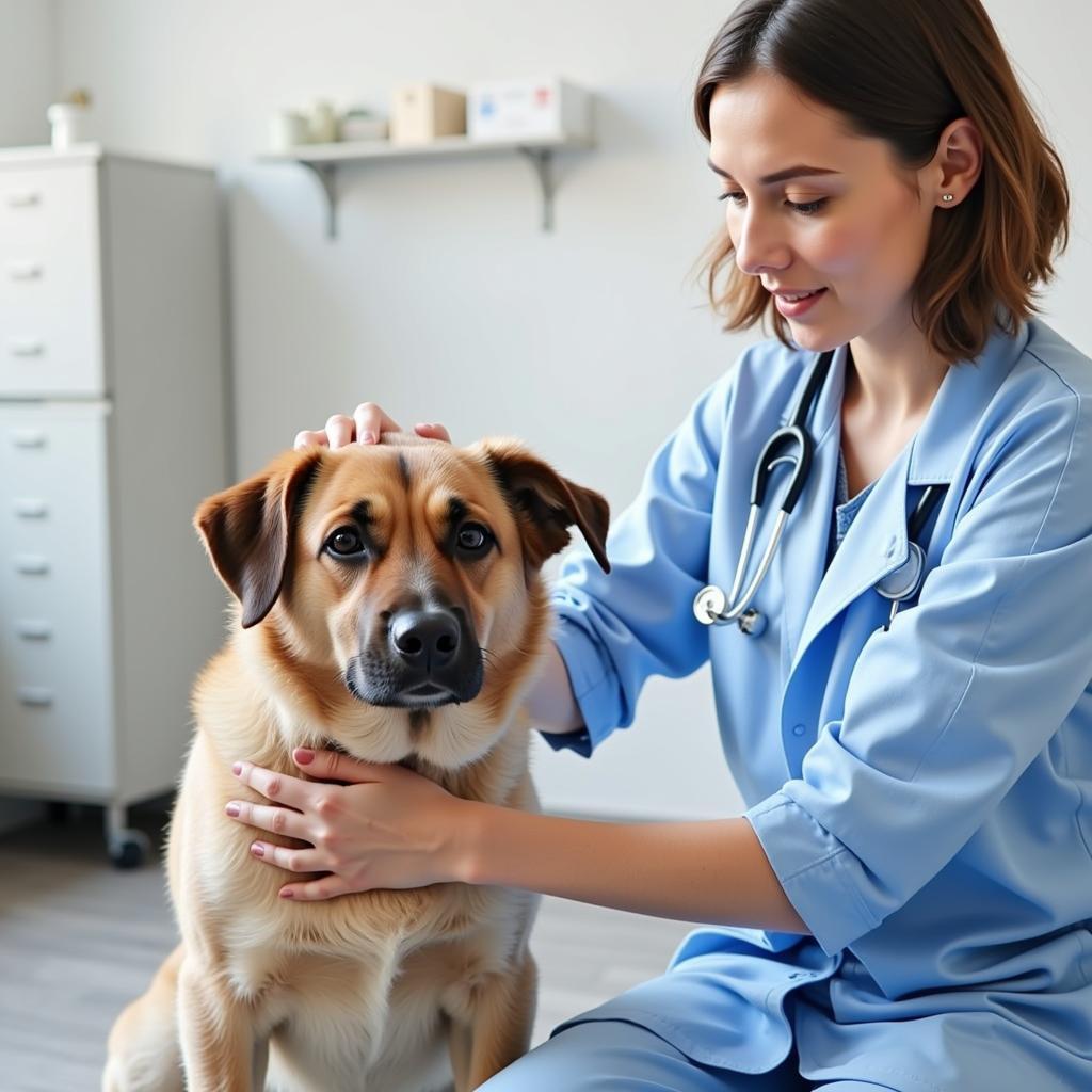 Veterinarian Examining a Dog