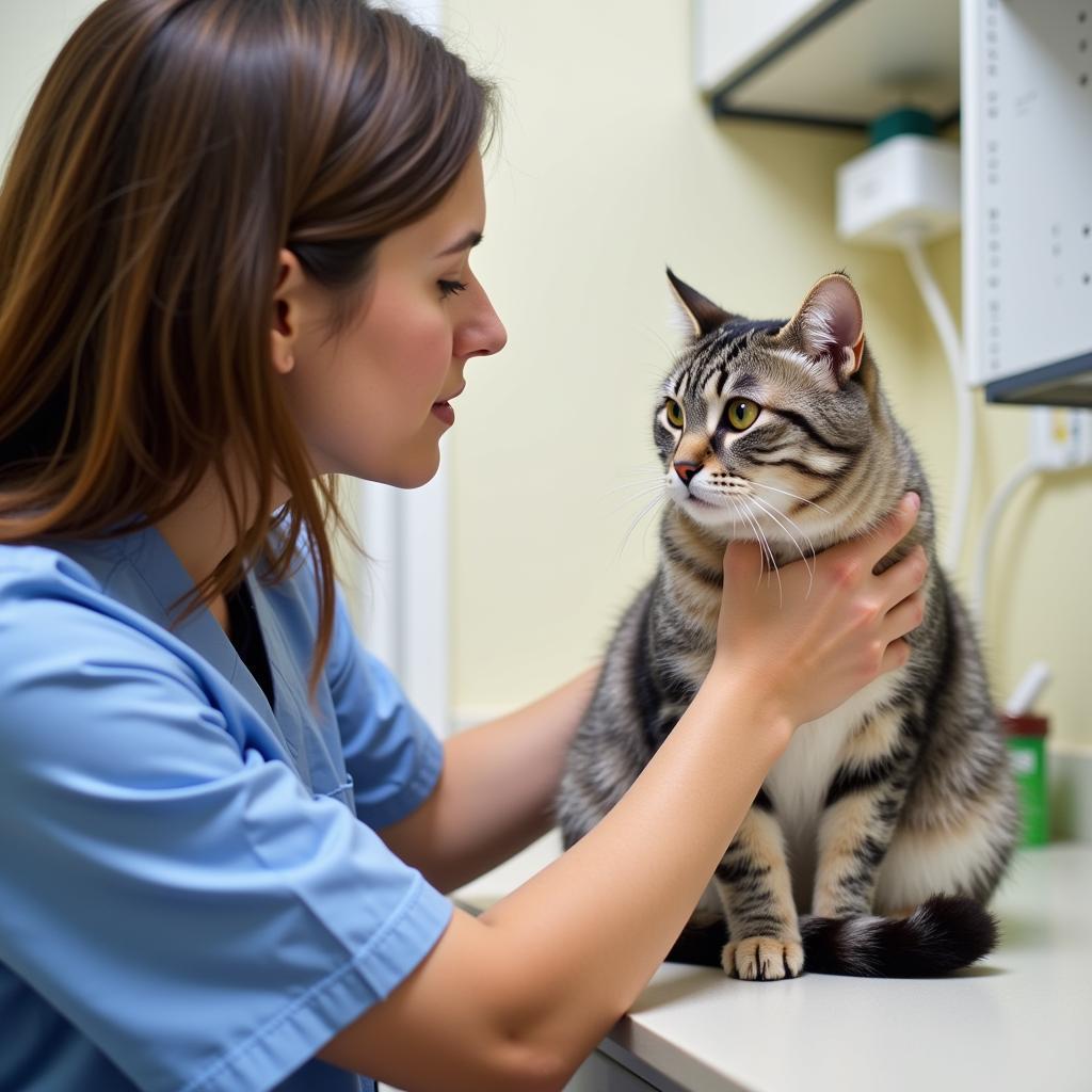 Veterinarian Gently Examining a Cat in Palm Harbor