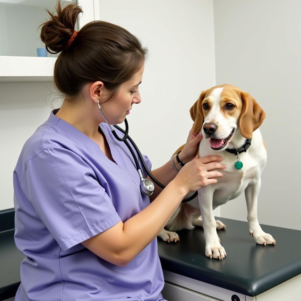 Veterinarian Examining a Dog at Rockland Animal Hospital