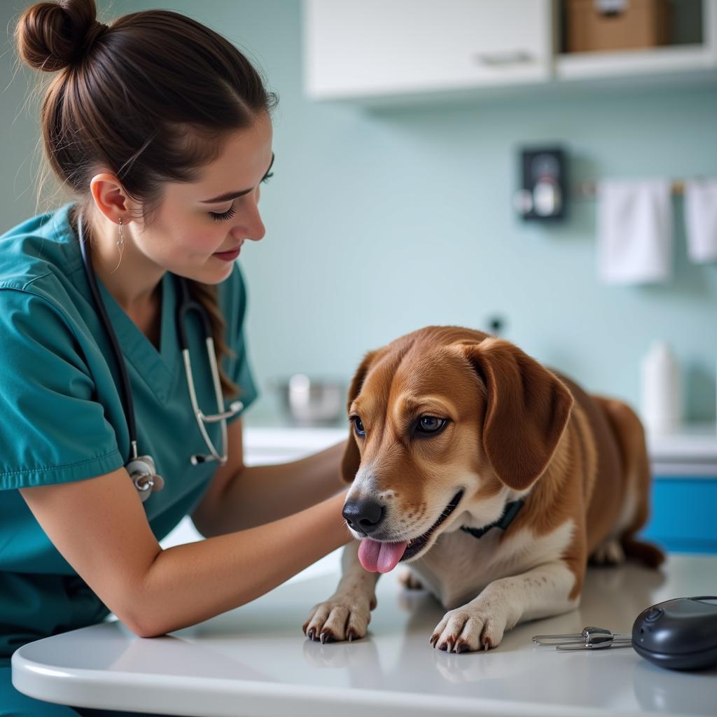 Veterinarian Examining a Dog