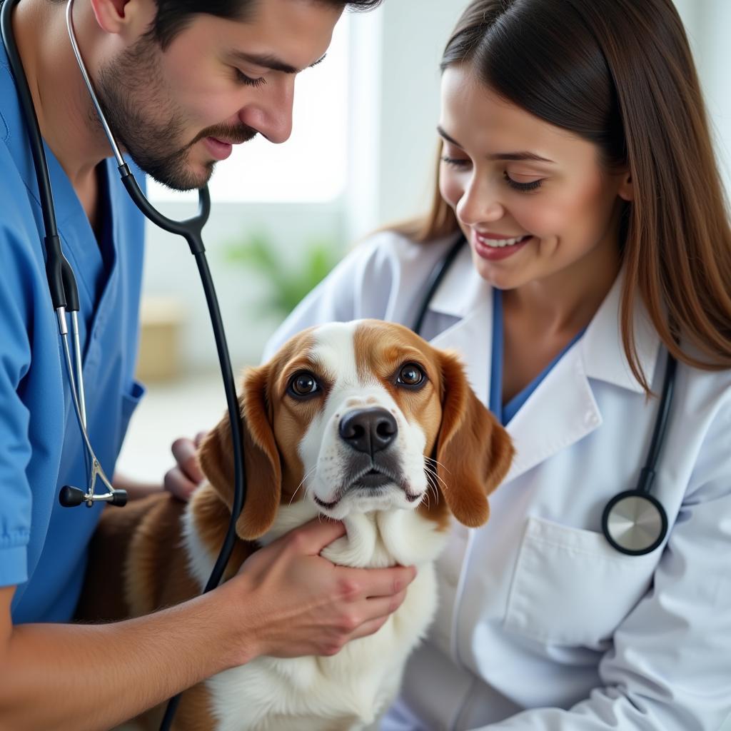 Veterinarian Conducting a Thorough Examination on a Dog in Annandale VA