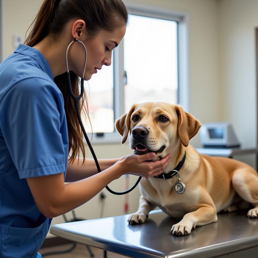 Experienced Veterinarian Examining a Dog in Apache Trail