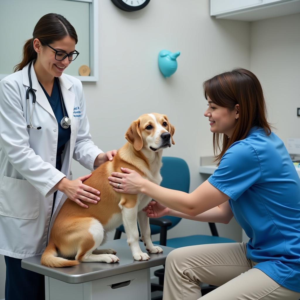 Veterinarian Performing a Check-up on a Dog in Auburn Hills