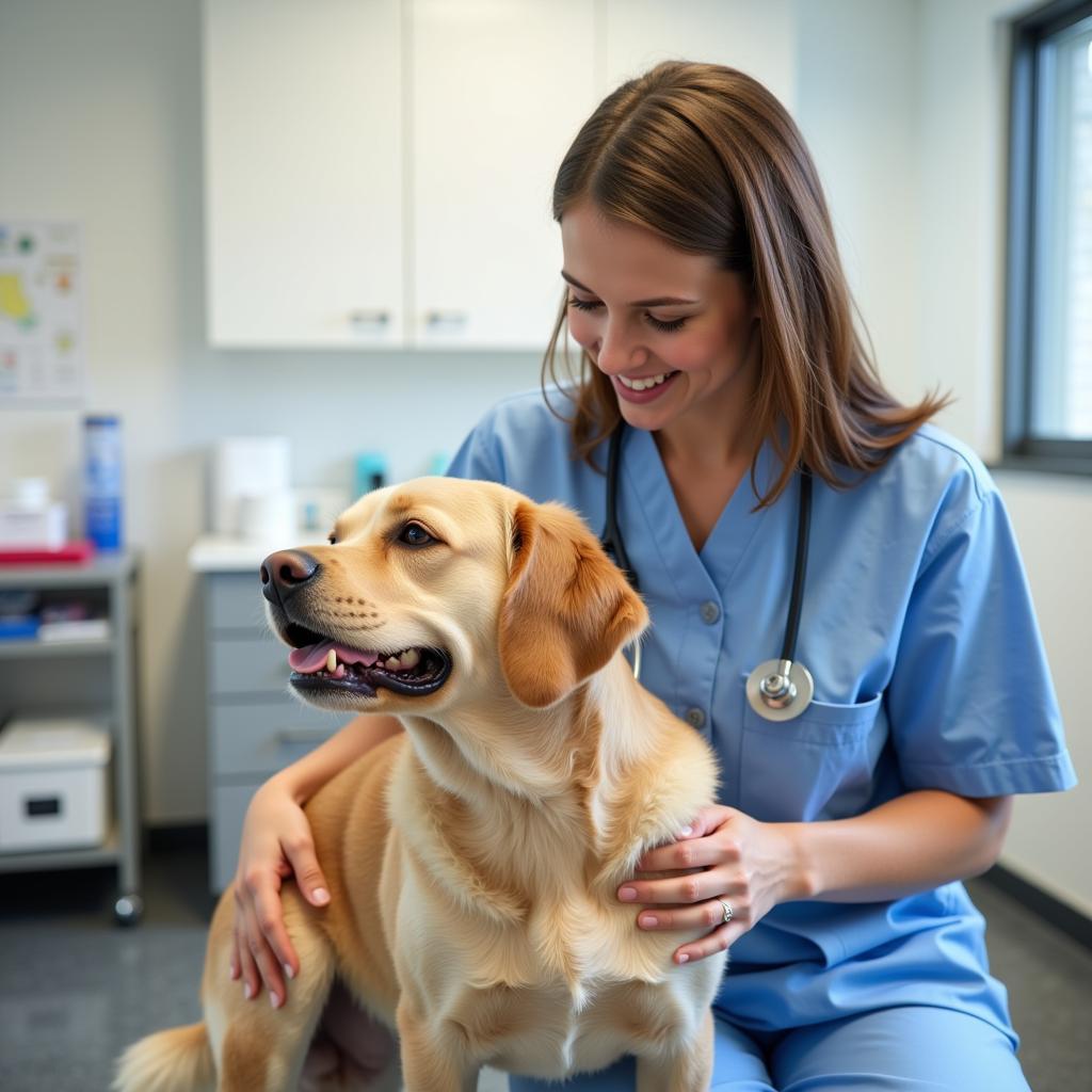 Veterinarian Examining a Dog in Bellevue Ohio