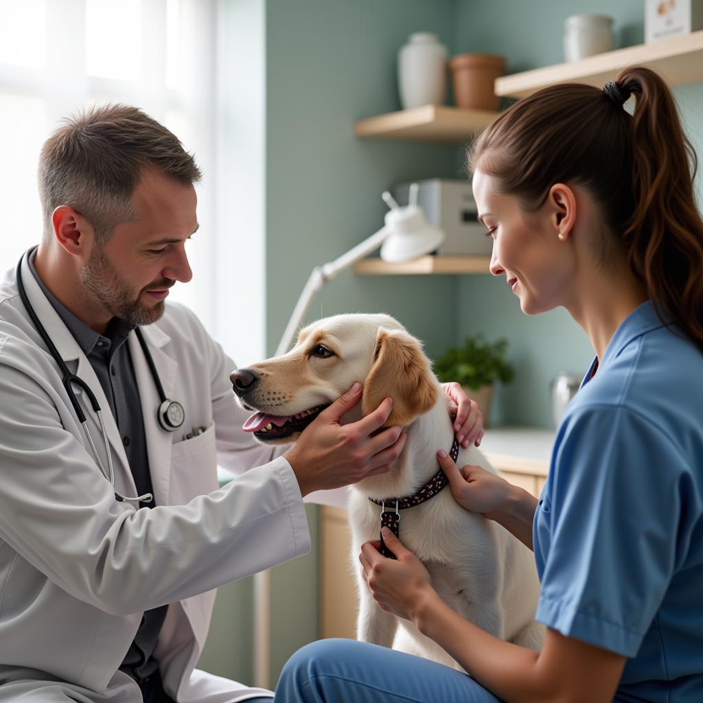 Veterinarian Examining a Dog in Dublin, GA