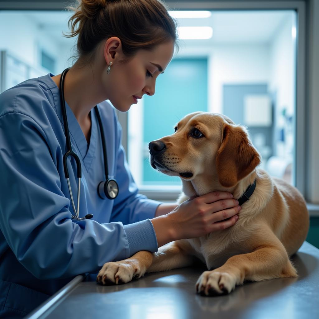 Veterinarian Examining Dog in Emergency Room