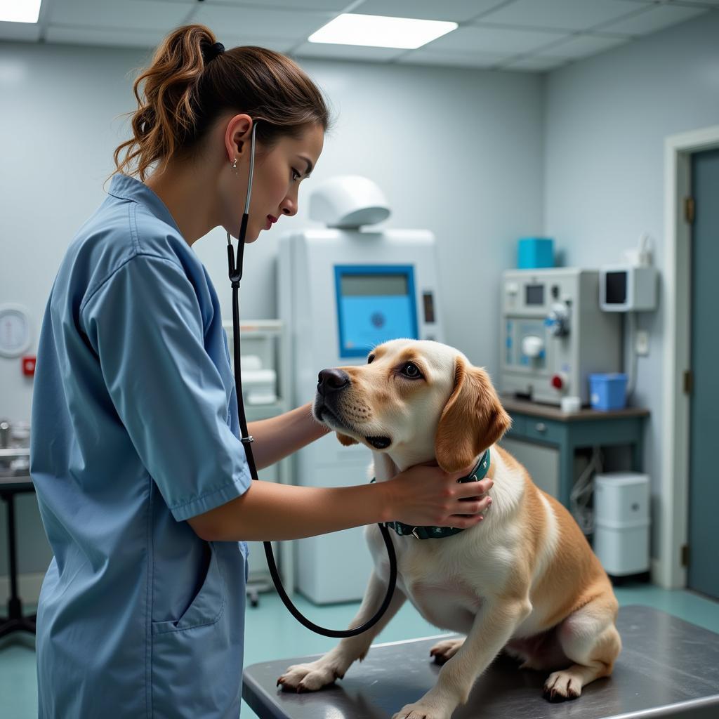 Veterinarian Examining a Dog in Emergency Room in Henderson KY