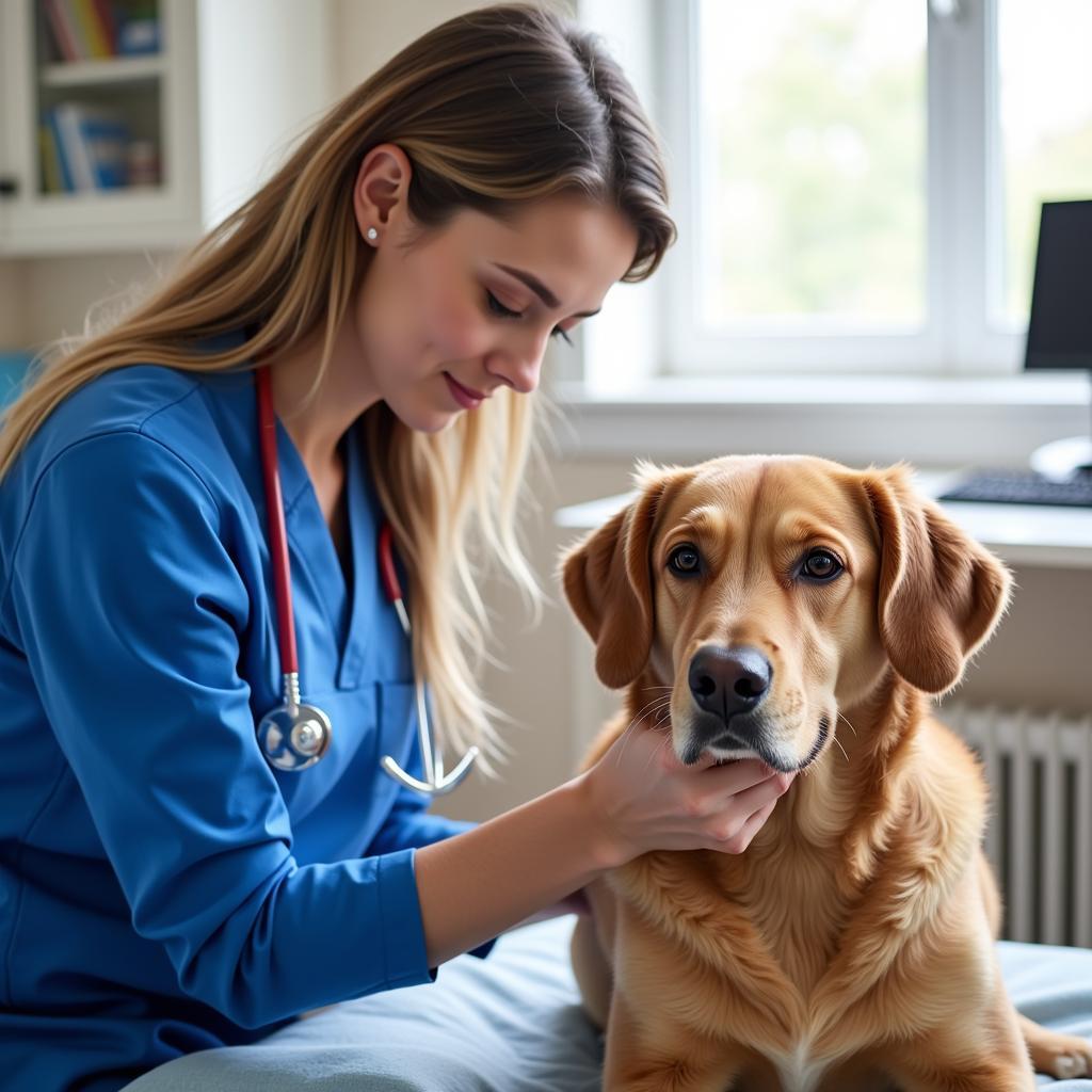 Veterinarian Examining a Dog in Rhode Island