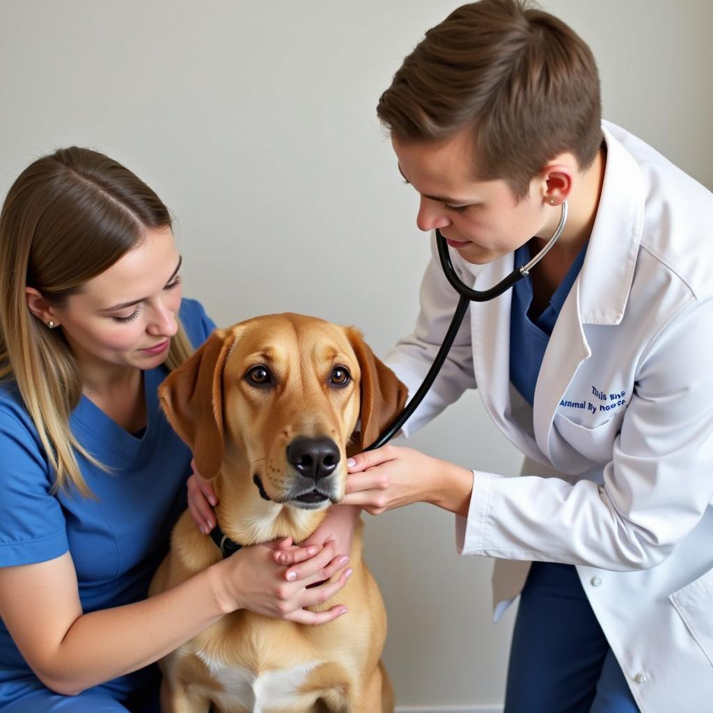 Veterinarian Examining a Dog at Tickle Blagg Animal Hospital