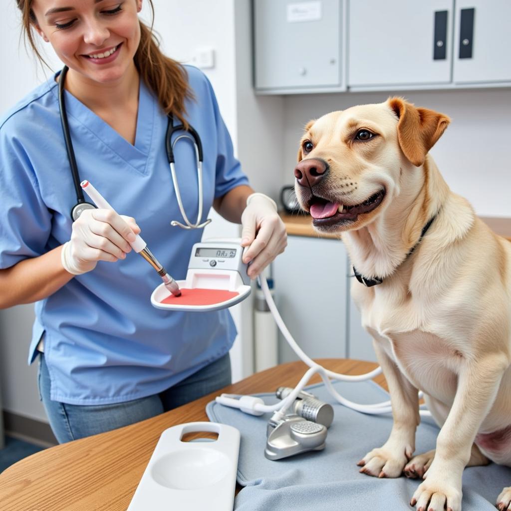 Veterinarian Performing Dental Procedure on a Dog