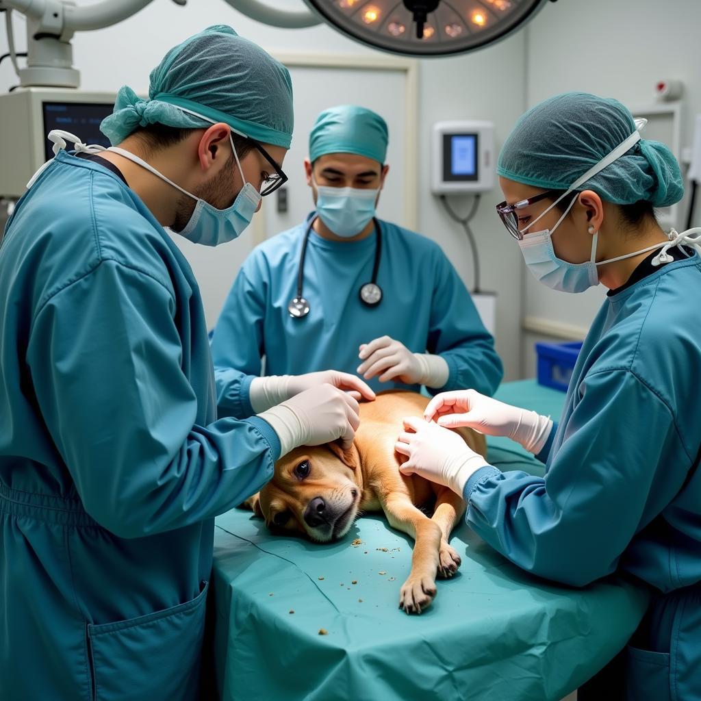 Veterinarian Performing Emergency Surgery