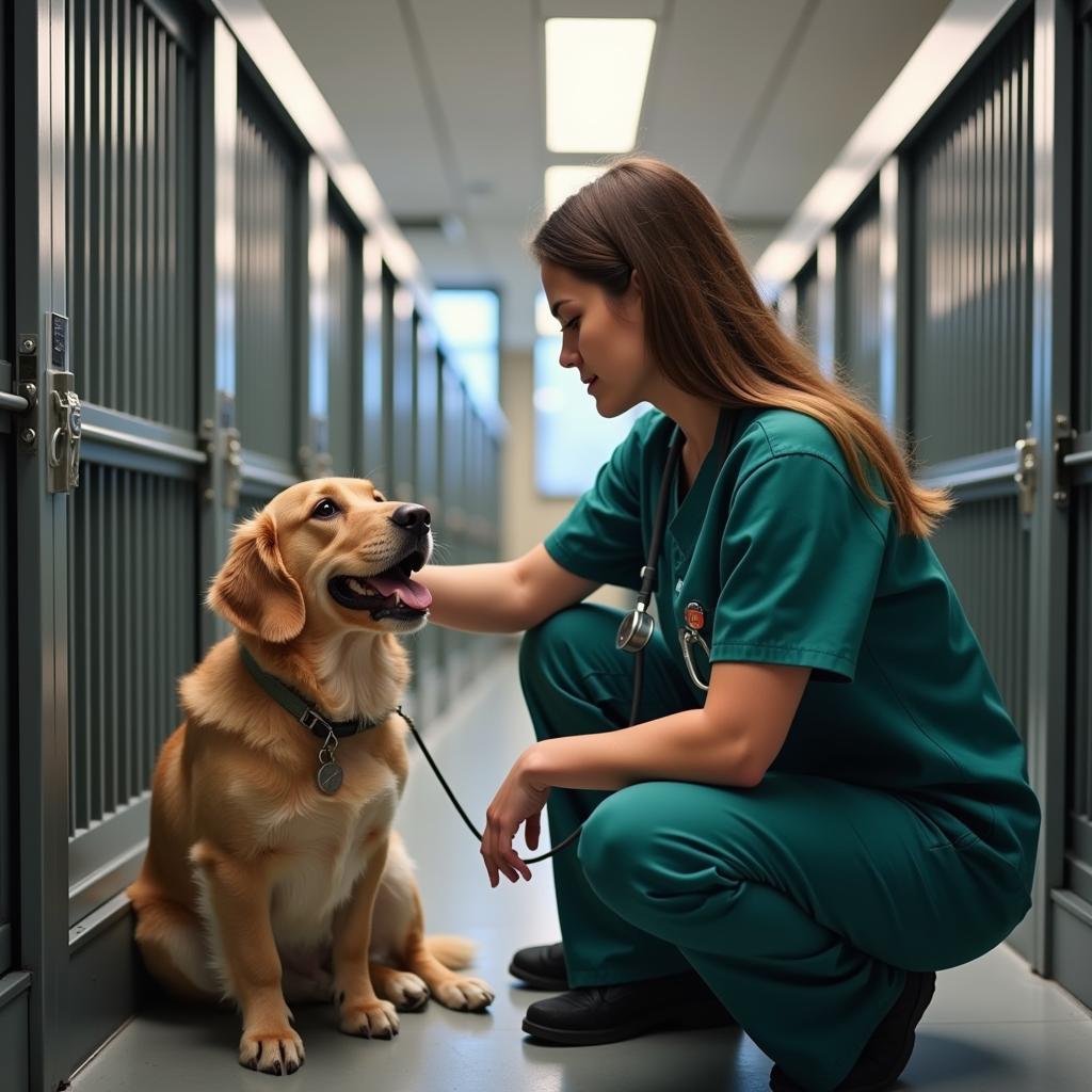 Veterinary Professionals Providing Medical Attention in Boarding Facility