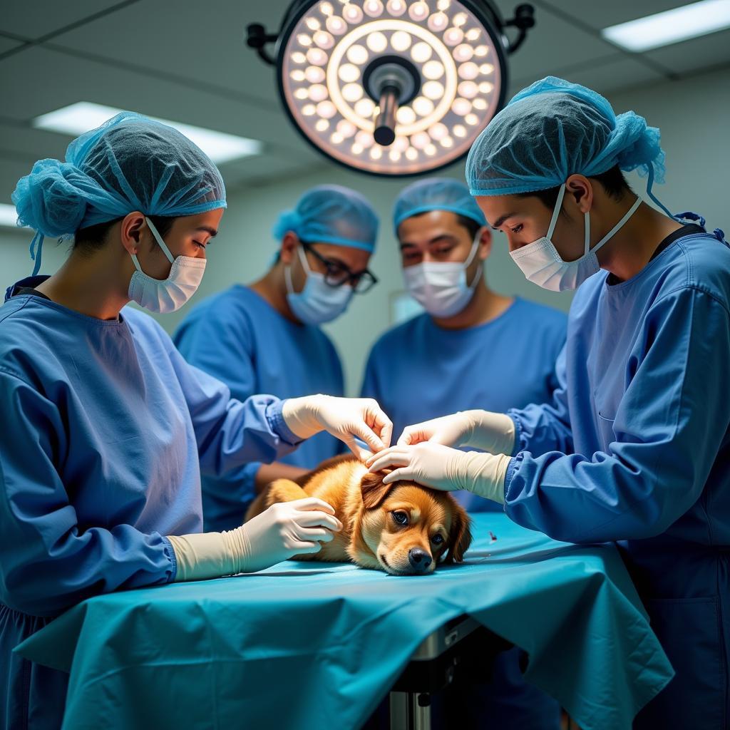 Veterinary Team Performing Emergency Surgery in Chicago