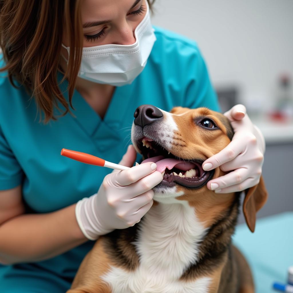 Veterinary Technician Performing a Dental Cleaning on a Dog in Henderson KY