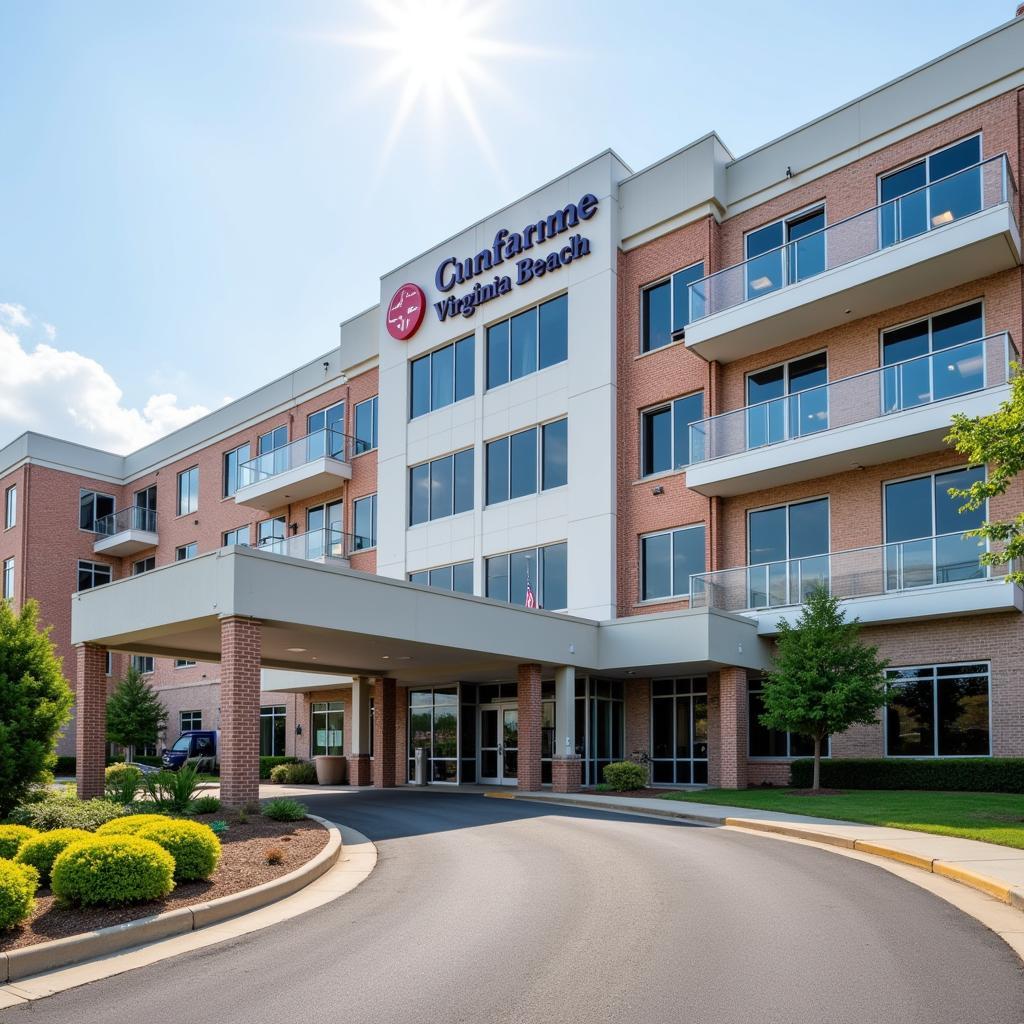 Exterior view of a modern, well-equipped hospital in Virginia Beach.