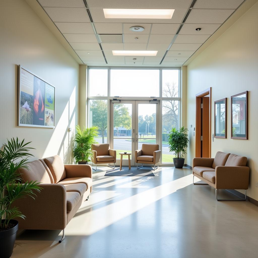 Modern and comfortable waiting area inside Agios Nikolaos General Hospital