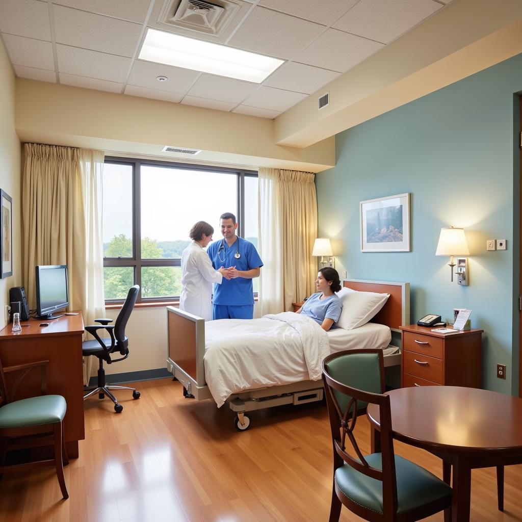 Comfortable and modern patient room at Andrews Memorial