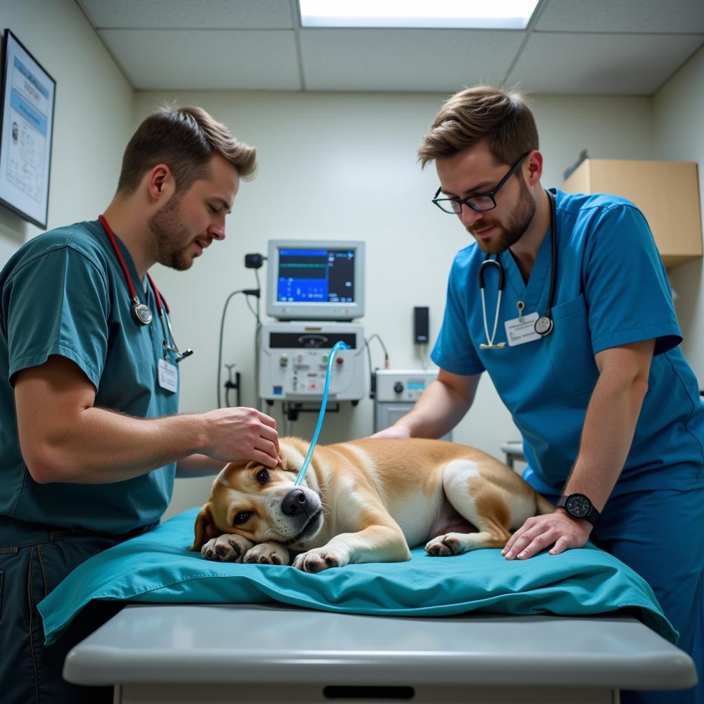 Emergency services at a veterinary hospital