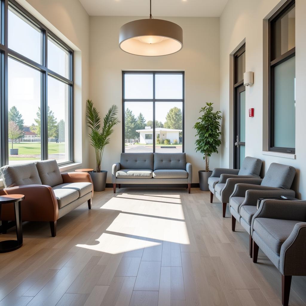 The comfortable waiting room at Baker Veterinary Hospital