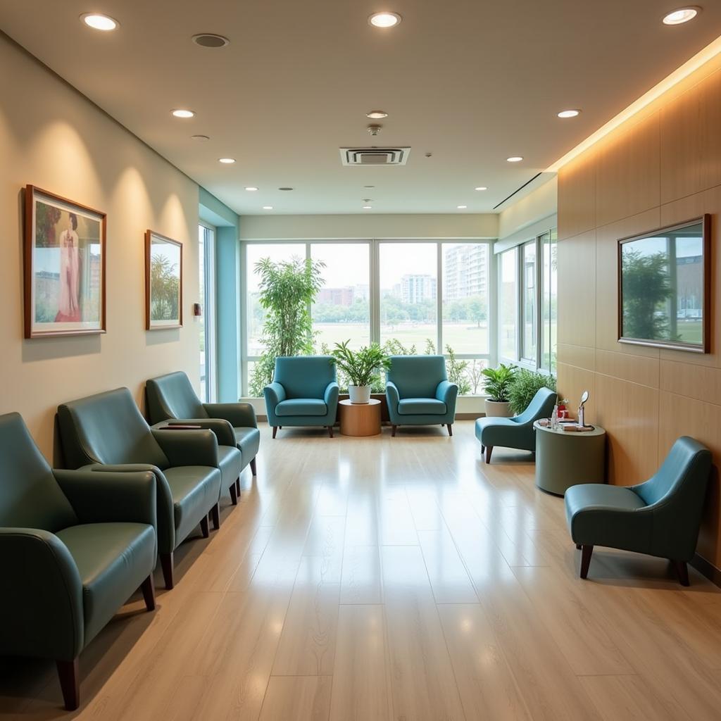 Spacious and comfortable waiting area in a Bangalore hospital