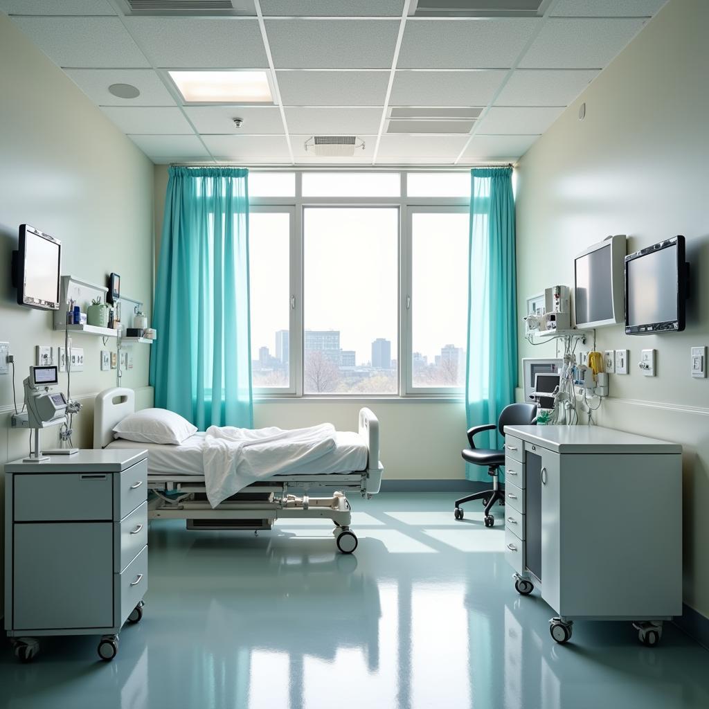 Comfortable and well-equipped patient room in a Chicago evangelical hospital