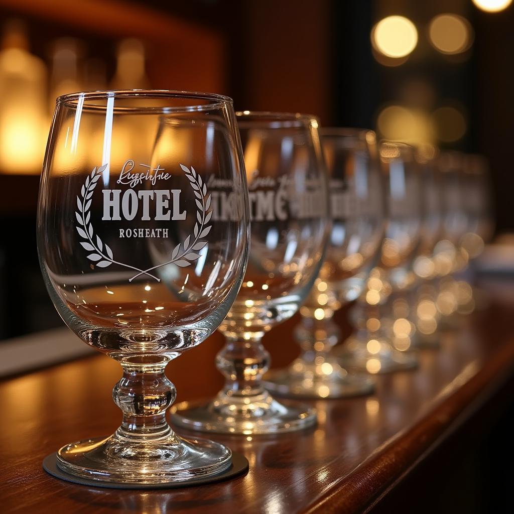 Custom Etched Hotel Glassware with Logo