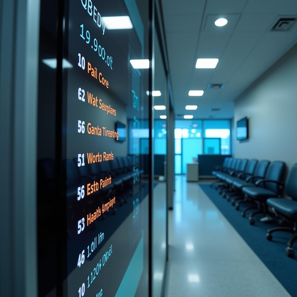 Digital Display Showing Patient Queue in Hospital