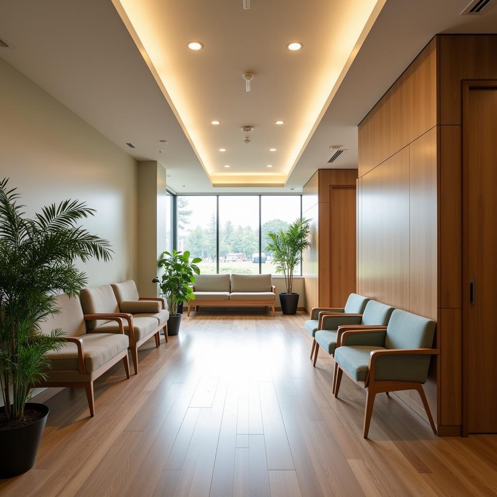 Dimly Lit Hospital Waiting Area Reducing Anxiety