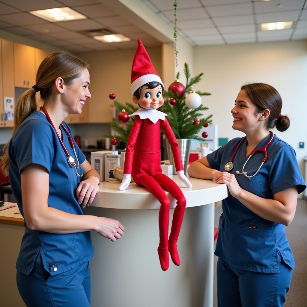 Elf on the Shelf at the Hospital Nurse's Station