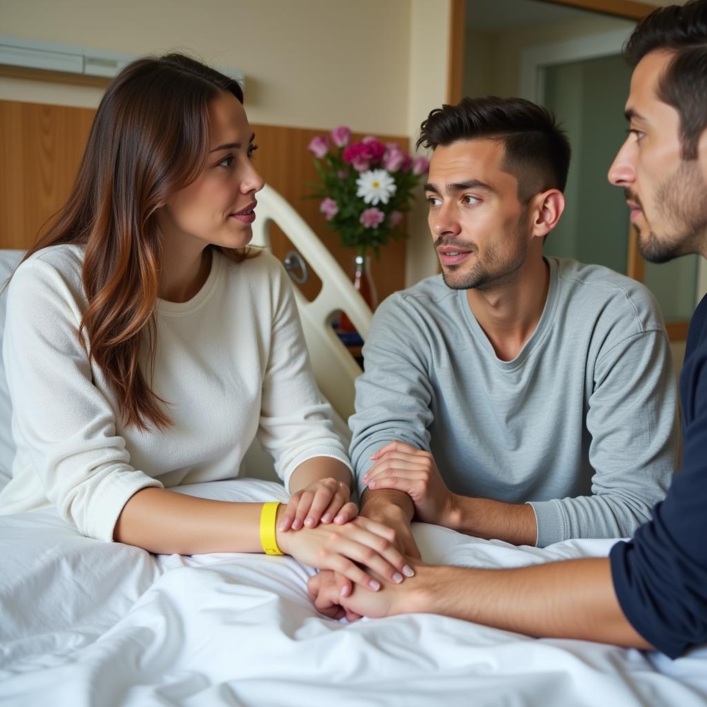 Family Member Visiting Patient with Yellow Wristband