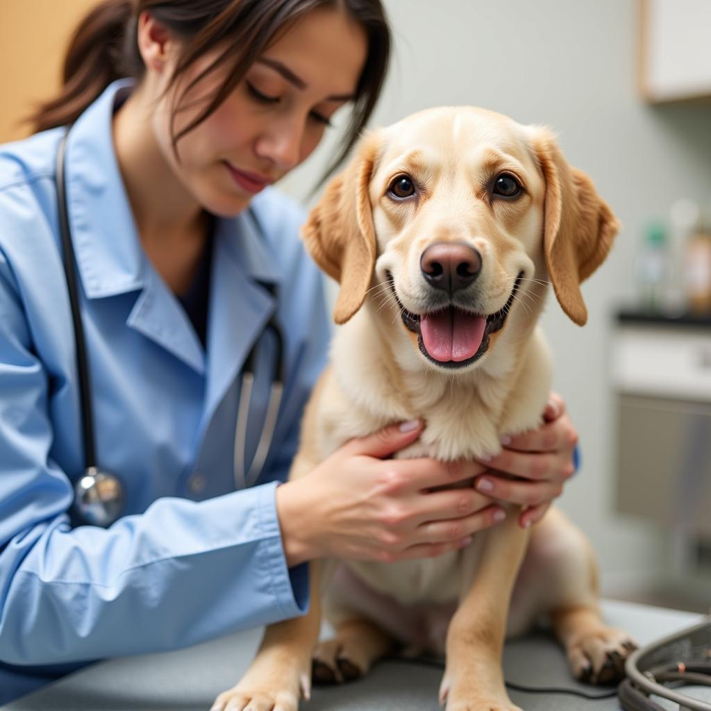 Experienced Veterinarian Examining a Dog