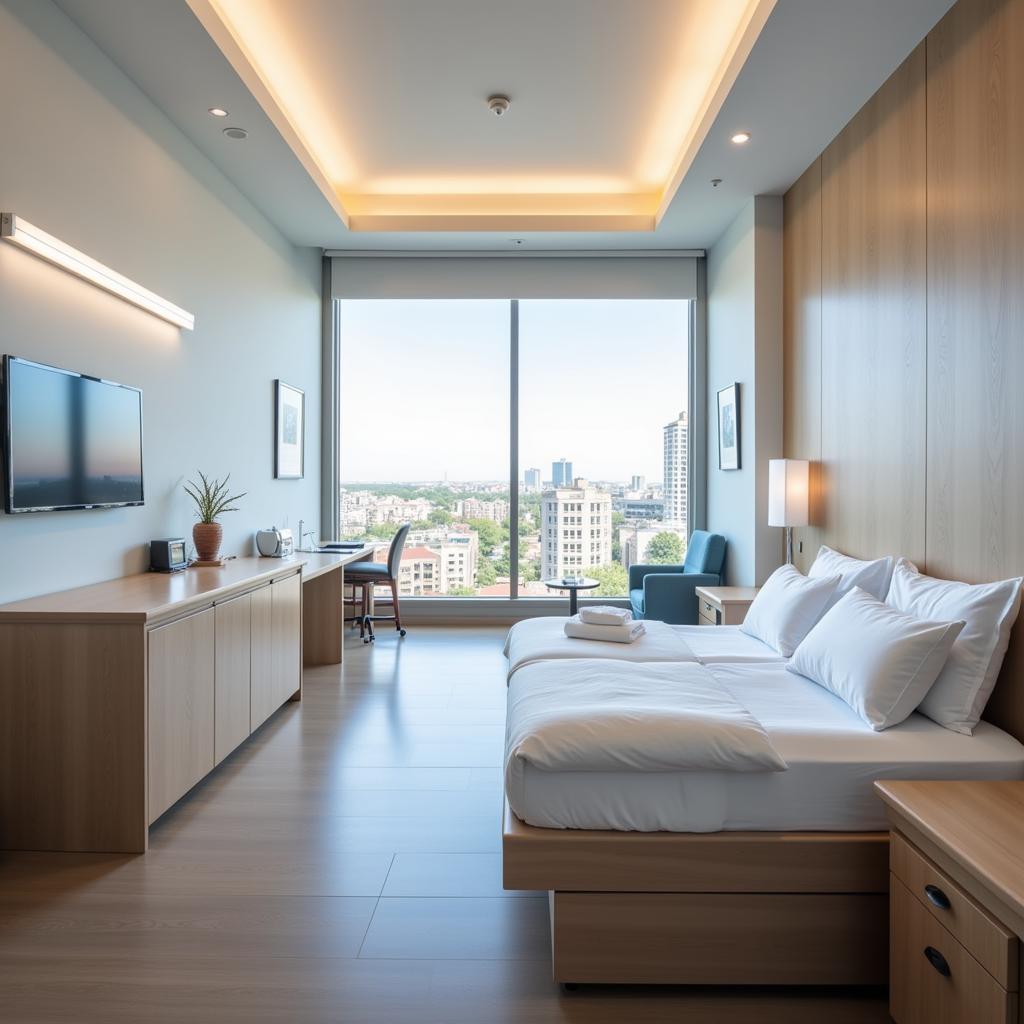 Comfortable and well-equipped patient room in a Guadalajara hospital