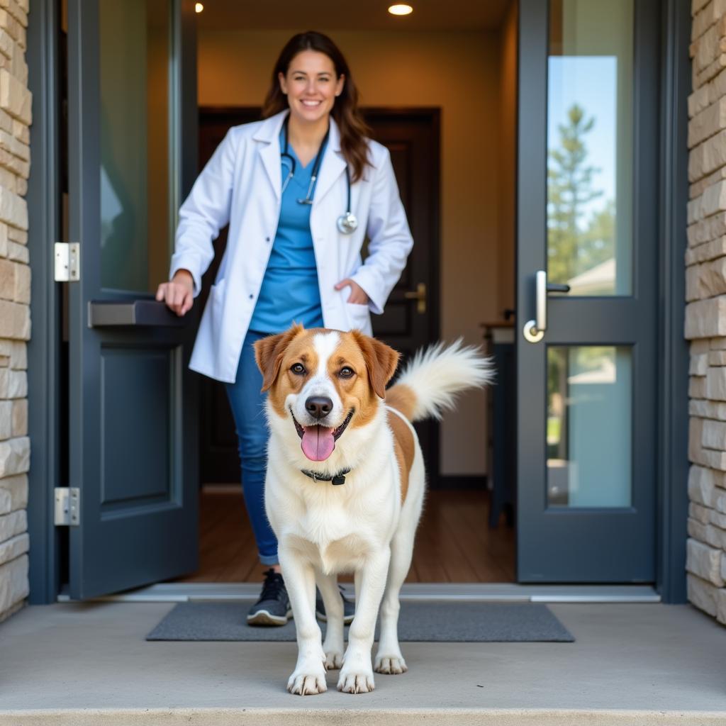 Happy Dog Leaving the Vet