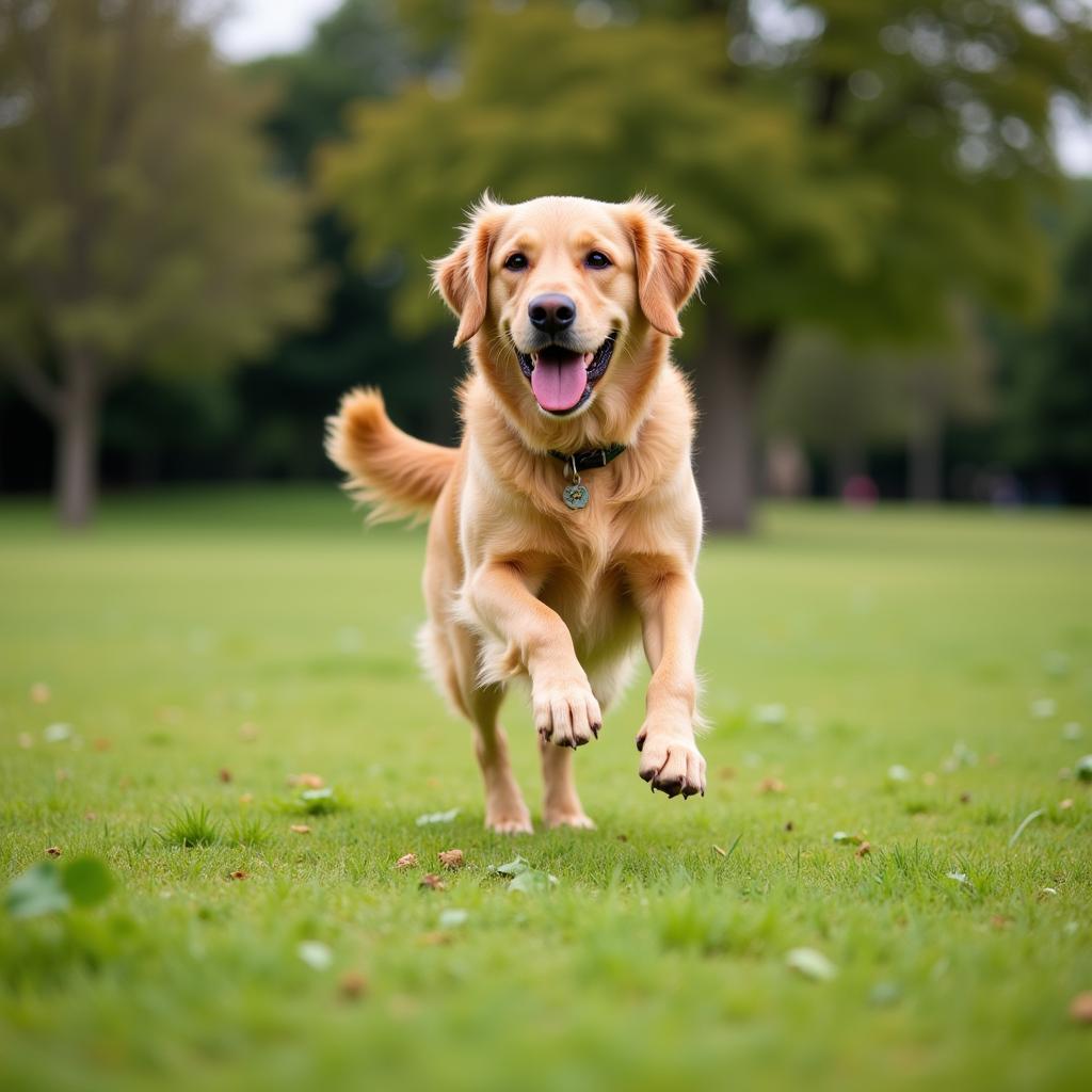 Happy and Healthy Dog Playing Fetch