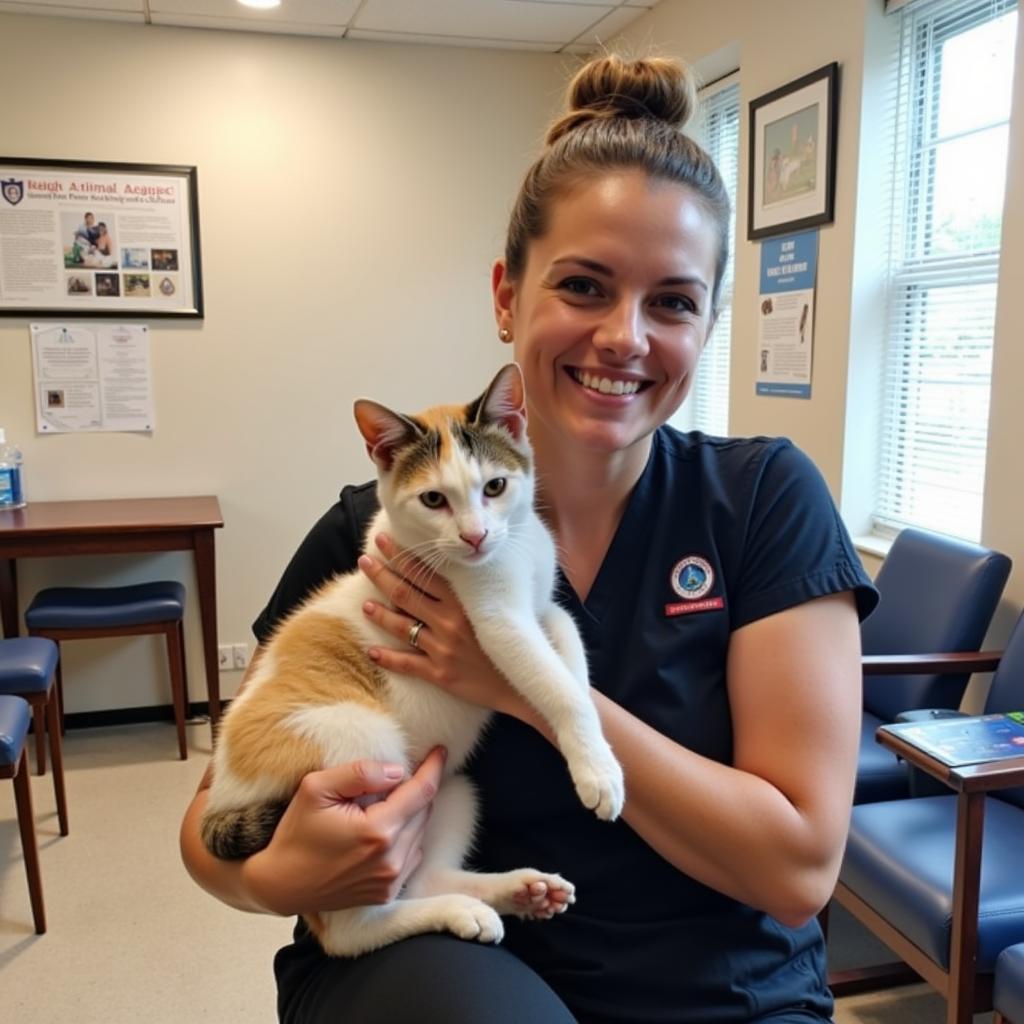 Happy Pet Owner at Ridge Animal Hospital Farmville