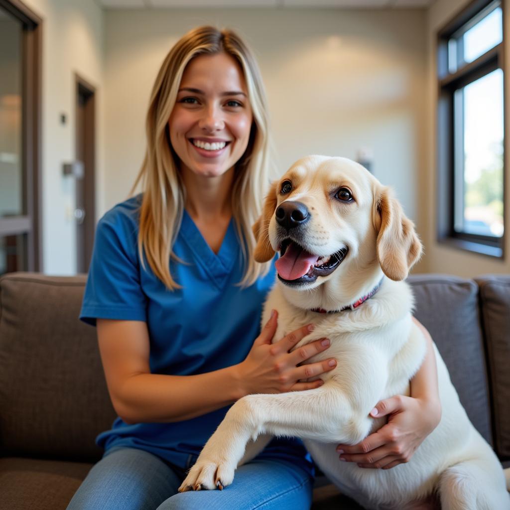 Happy Pet Owner with Dog at Expressway Animal Hospital