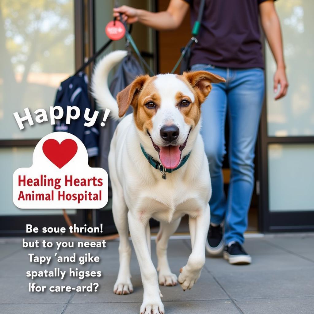 Happy Dog and Owner Leaving Healing Hearts Animal Hospital