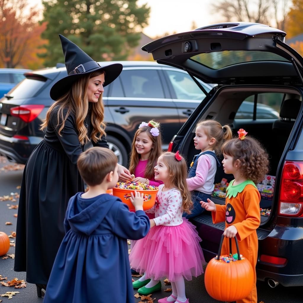 Children in Costumes Collecting Candy