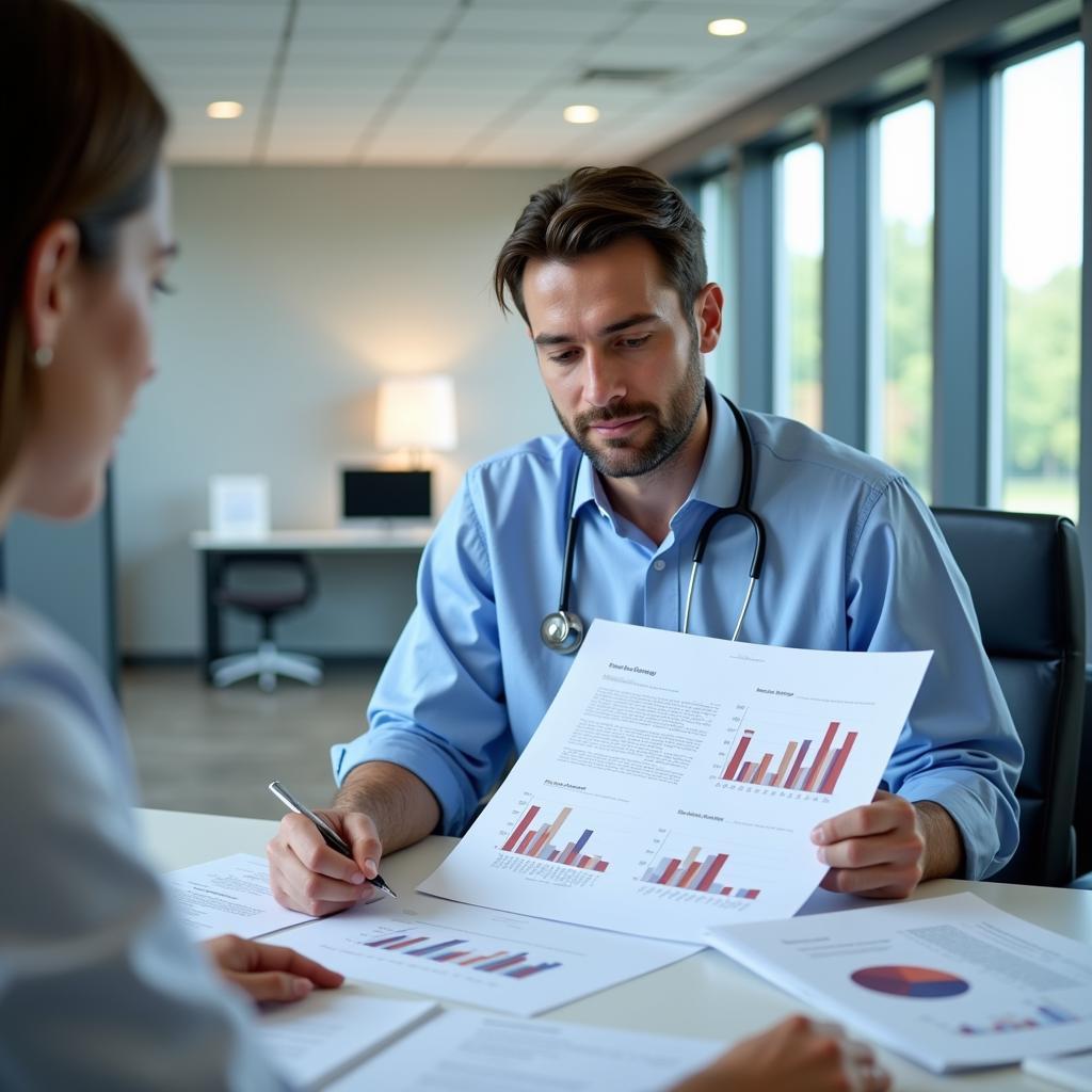 Hospital Administrator Analyzing Financial Data