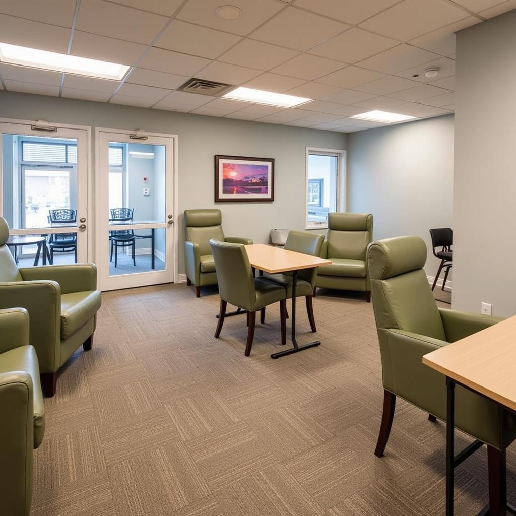 Comfortable seating at a hospital coffee shop