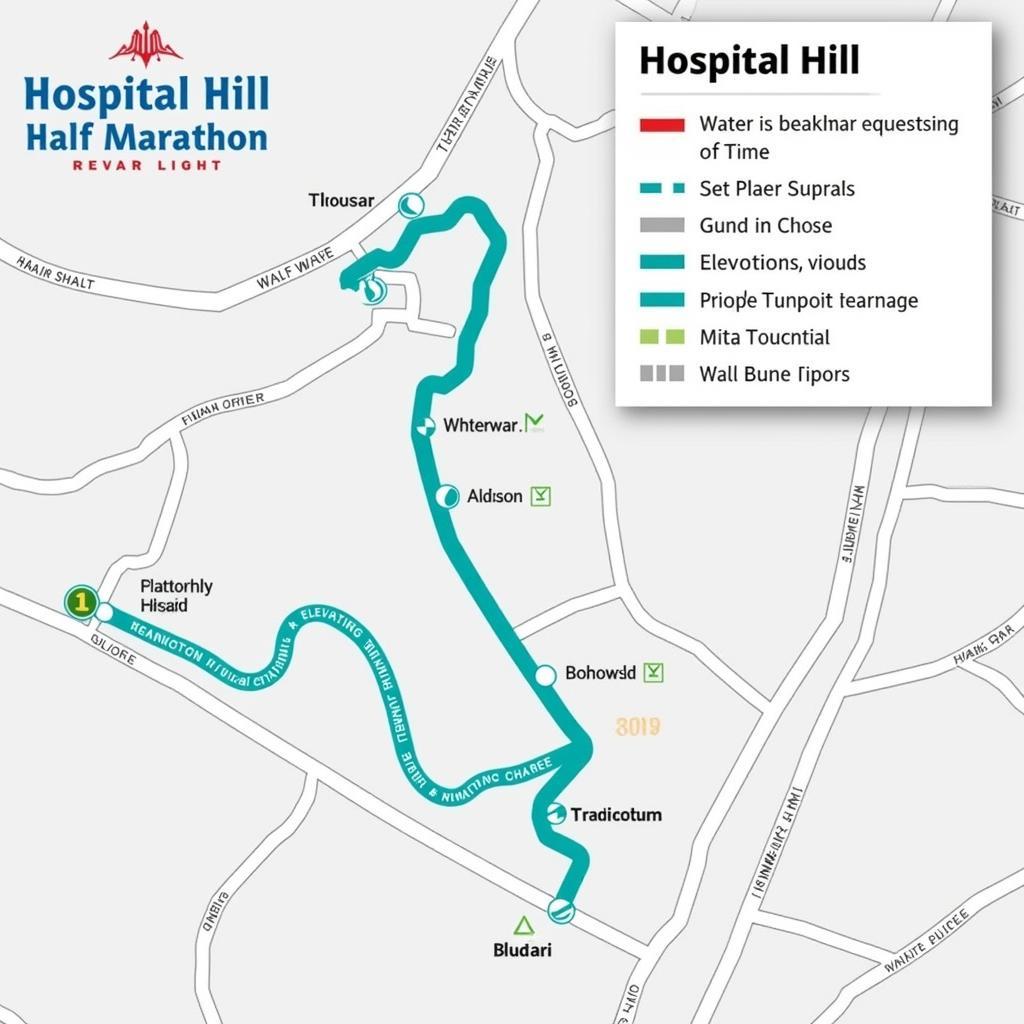 Map of the Hospital Hill Half Marathon course in Kansas City