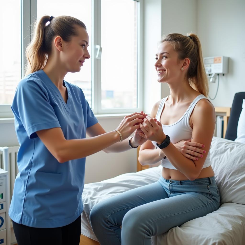 Patient participating in physical therapy exercises